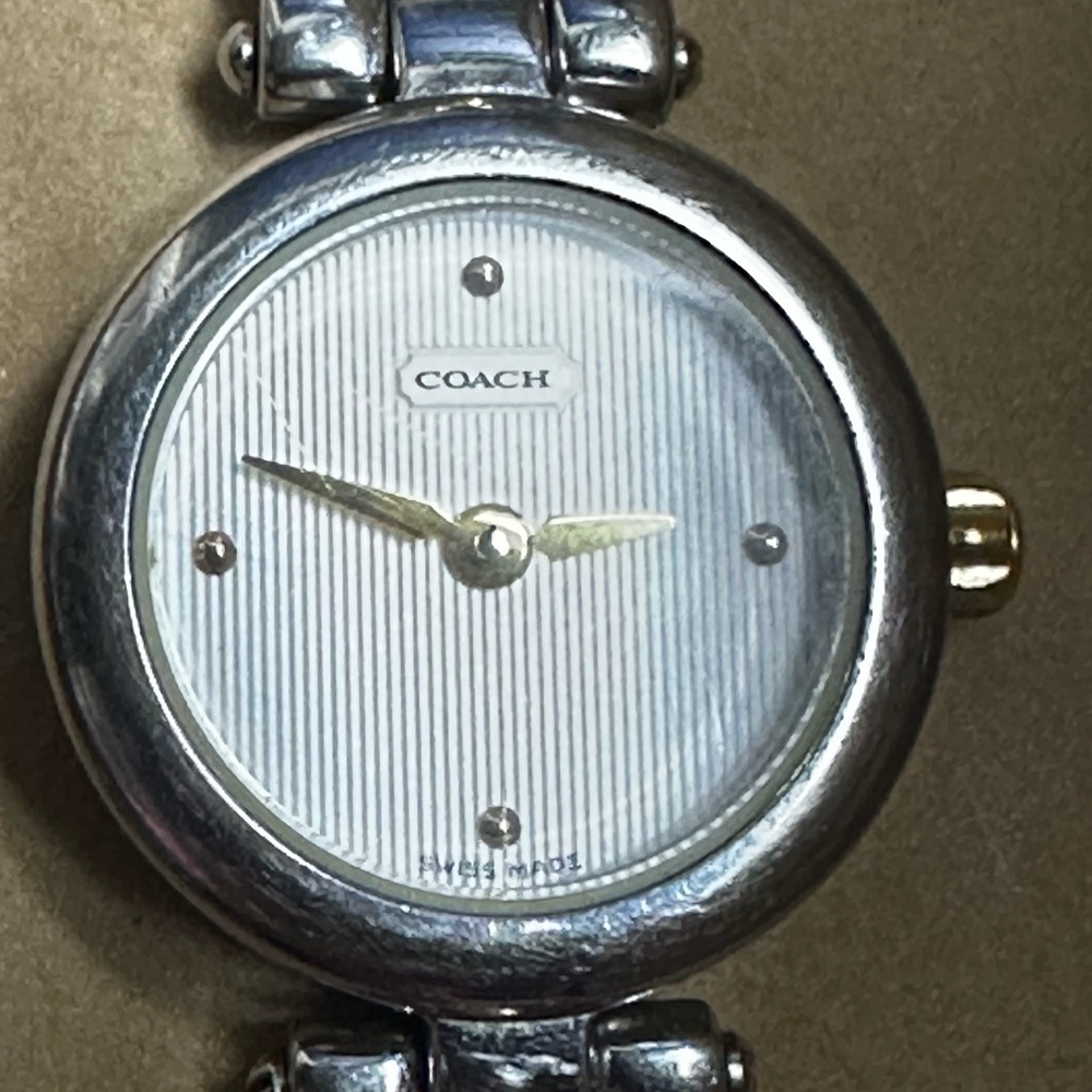 Coach Women's Swiss Made Quartz Blacelet Watch #0180  New Battery, Case, Book,